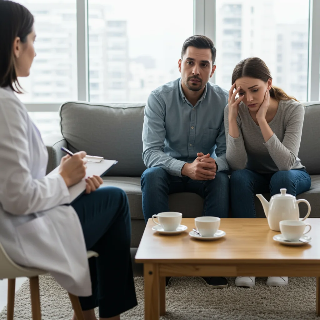 pareja realizando terapia con especialista